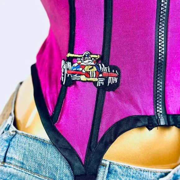 Vintage 90s pink metallic bustier corset top - Picture 6 of 8